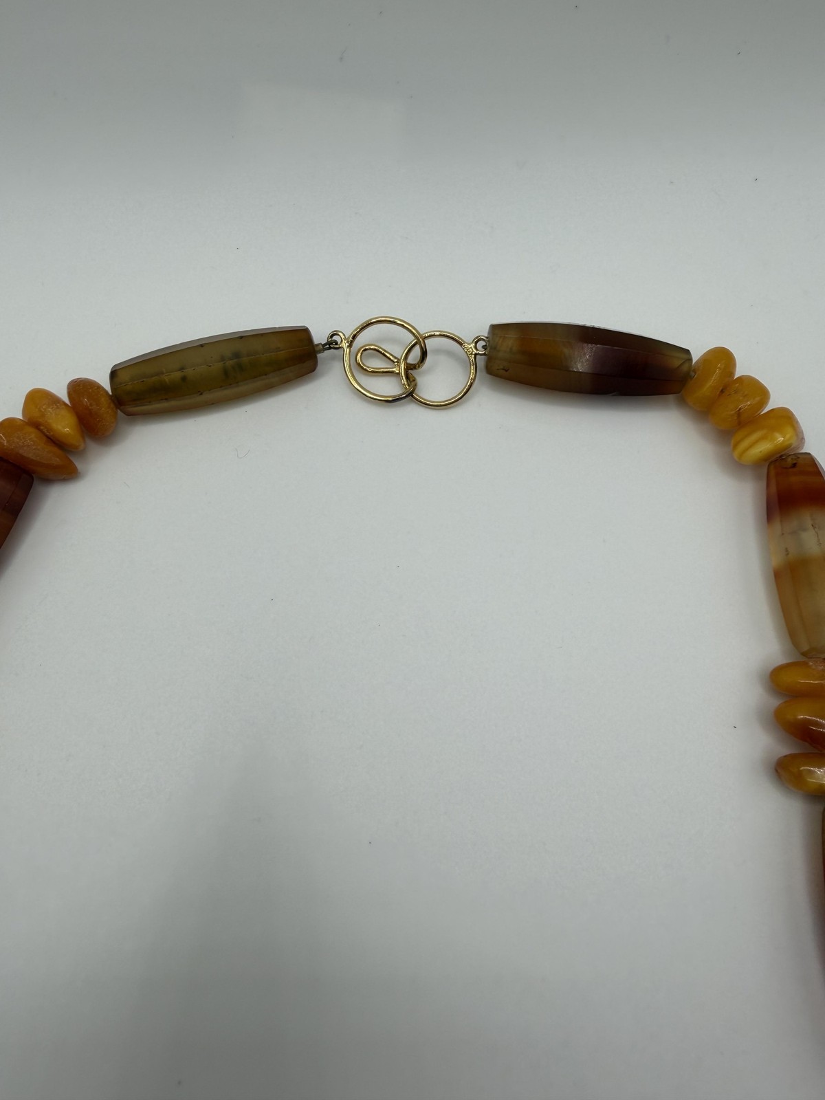 925 BROWN YELLOW BEADED STATEMENT NECKLACE TOGGLE CLASP BOHO 23IN WOMENS JEWELRY