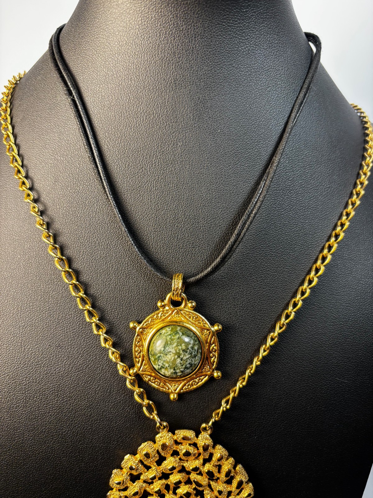 Pendant Necklaces Gold Tone Chunky Statement Express Signed Maximalist