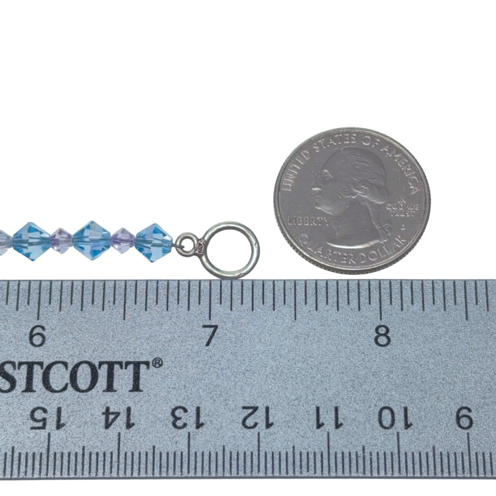 Purple Blue Crystal Beaded Bracelet | Vintage Sterling Silver 925 | 7″