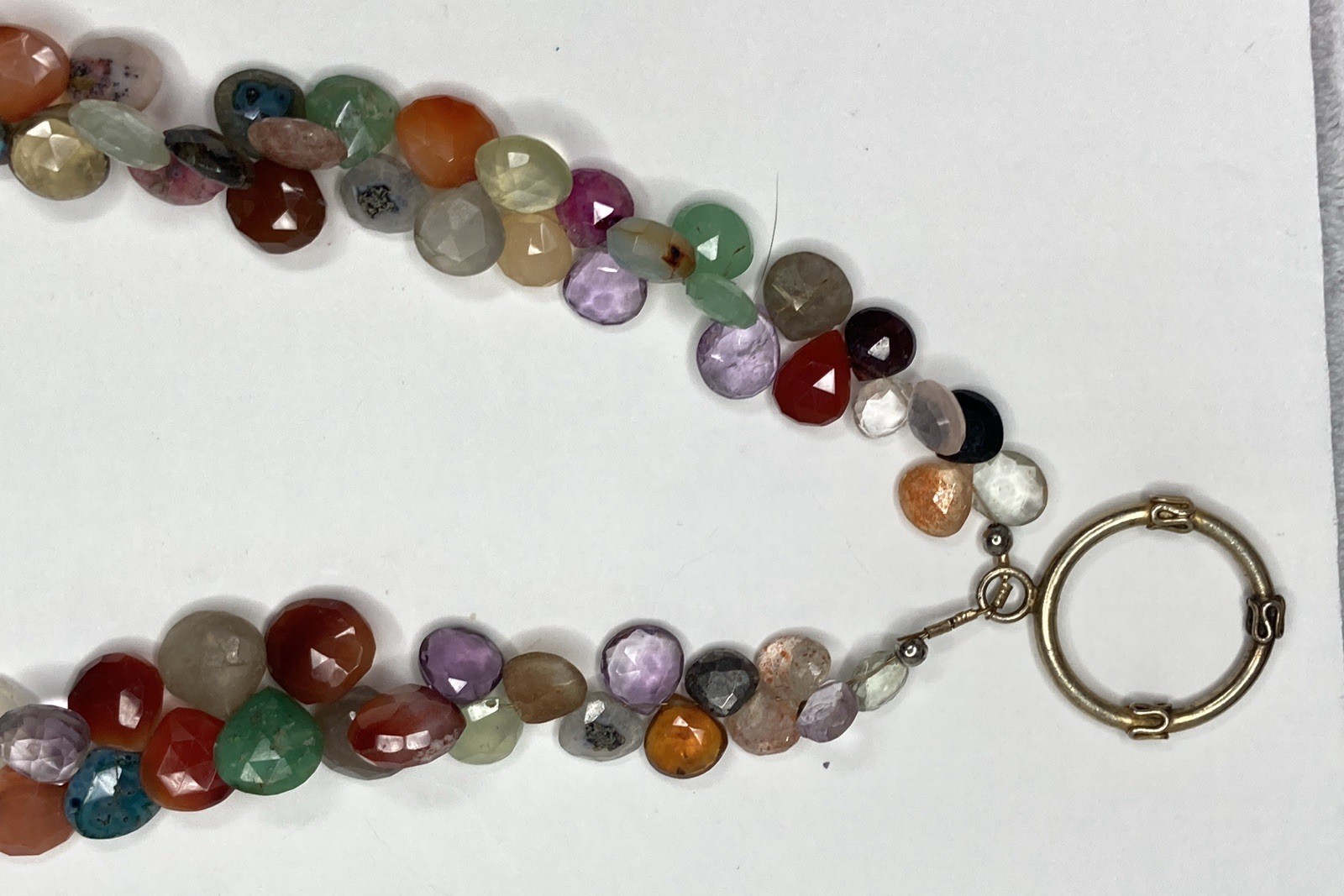 2 Multi-Colored & Multi-Strand Faceted Natural Crystal Bead Necklaces 17” & 18”