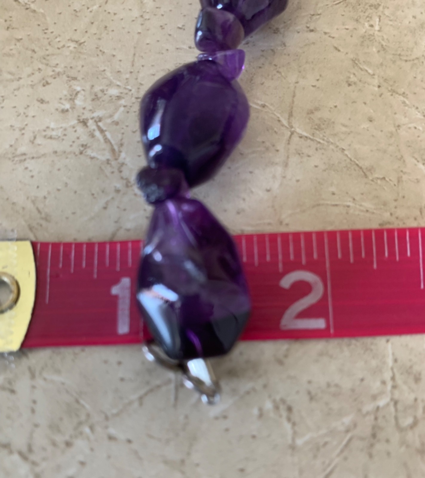 Vintage Chunky Amethyst Bead Necklace Wire Strung 22 Inches