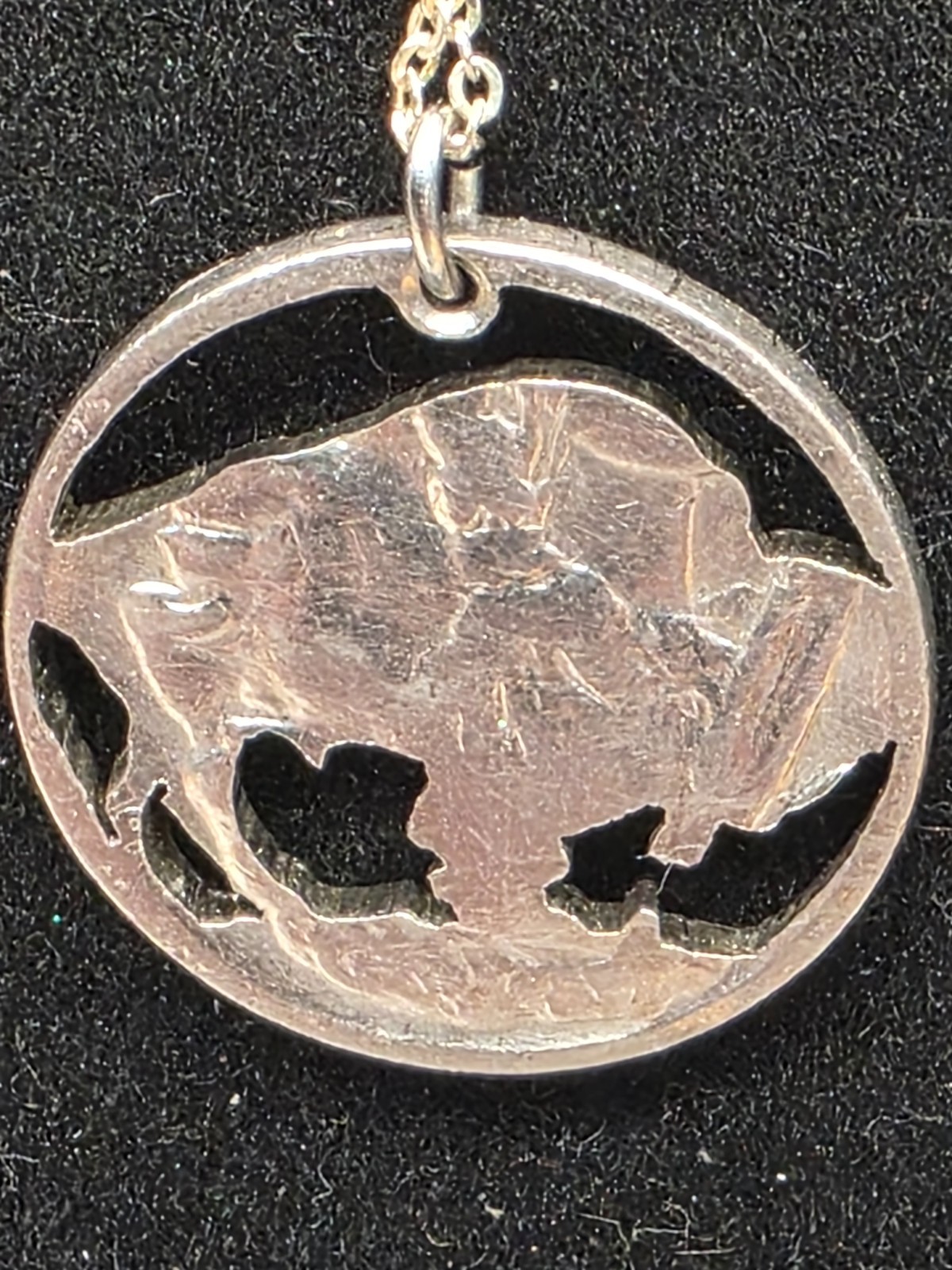 Buffalo Nickel Coin Cut-Out Necklace Pendant Vintage Sterling and Coin Silver