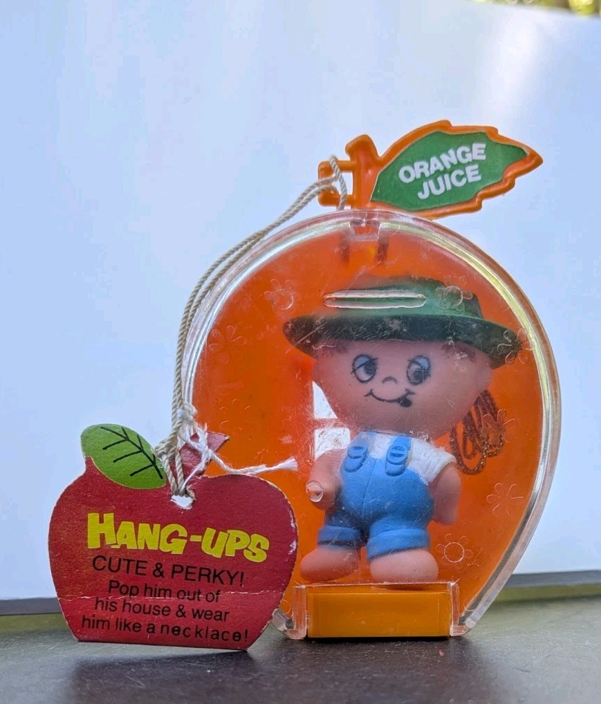 Vintage Fun World Hang Ups ORANGE JUICE Locket Boy Pendant Necklace