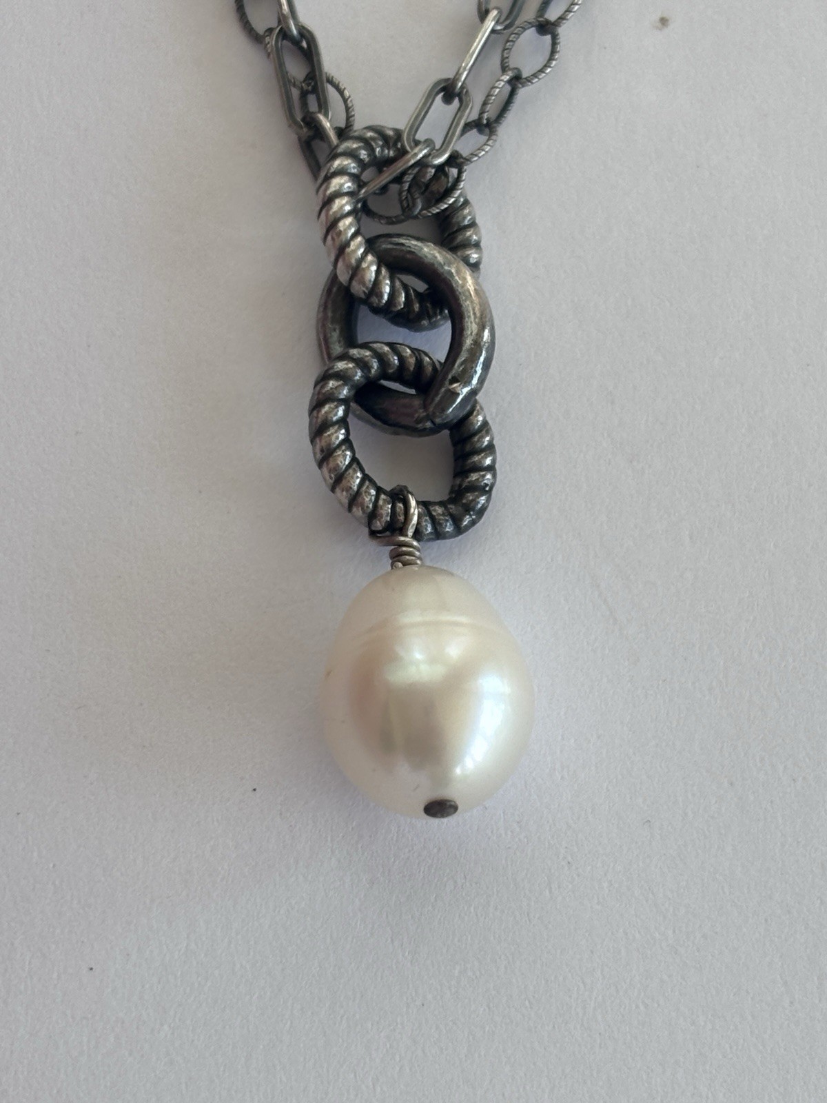 Silpada 925 Sterling Silver Chain Freshwater Pearl Chain link Necklace 18”