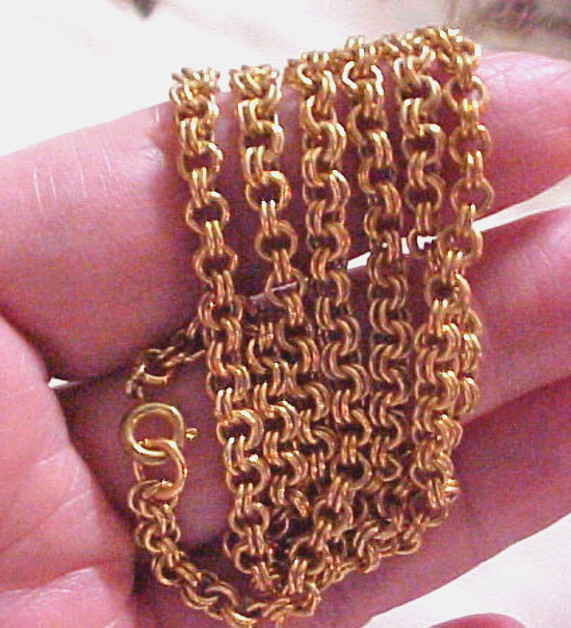Vintage Rolo Chain 24″ Double Linked Gold Tone Beautiful