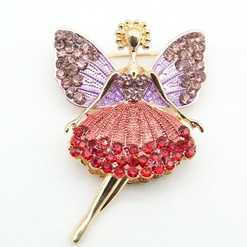 Cute Angel Brooch for Women Enamel Retro Rhinestone Wedding Clothing Lapel Pins