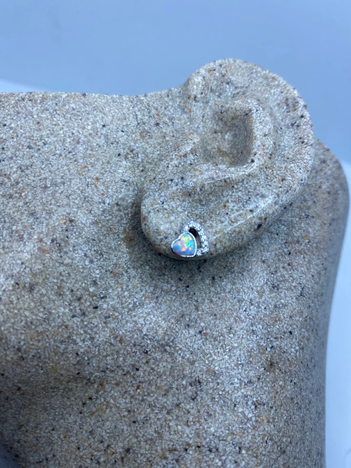 Vintage Opal Earrings 925 Sterling Silver Stud Button simple every day minimal