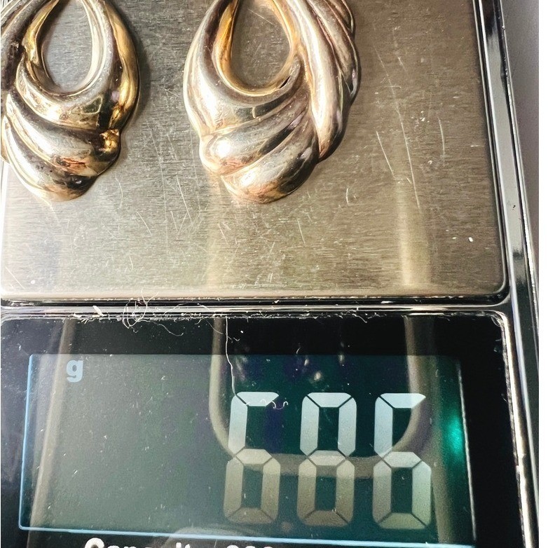 Vintage Sterling Silver Drop Earrings Swirl Sweeping Ribbon 7g 2X.75″