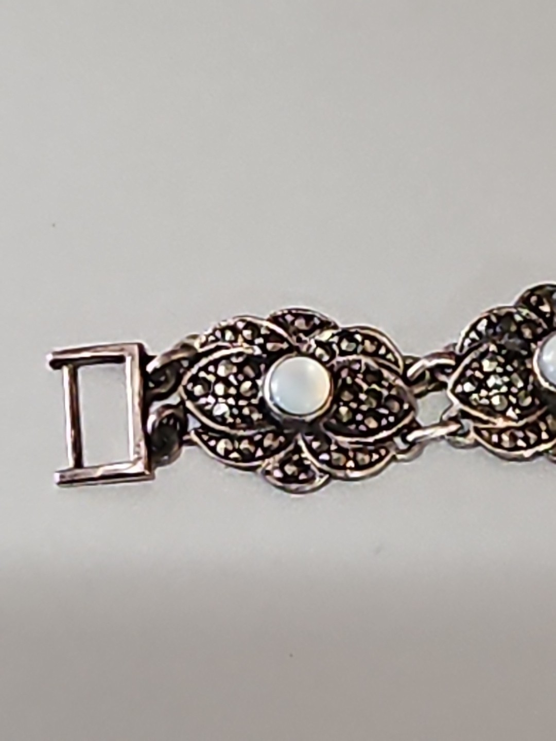 Vintage Sterling Silver 925 Thailand Marcasite Bracelet 7″ (Missing Sm Stones)