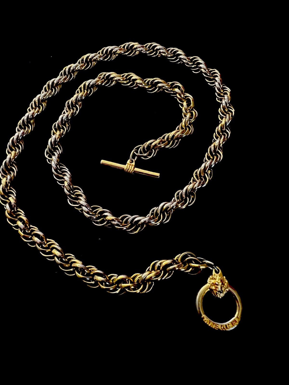 Vintage ANNE KLEIN Chunky Goldtone Chain Toggle Closure Necklace 22”