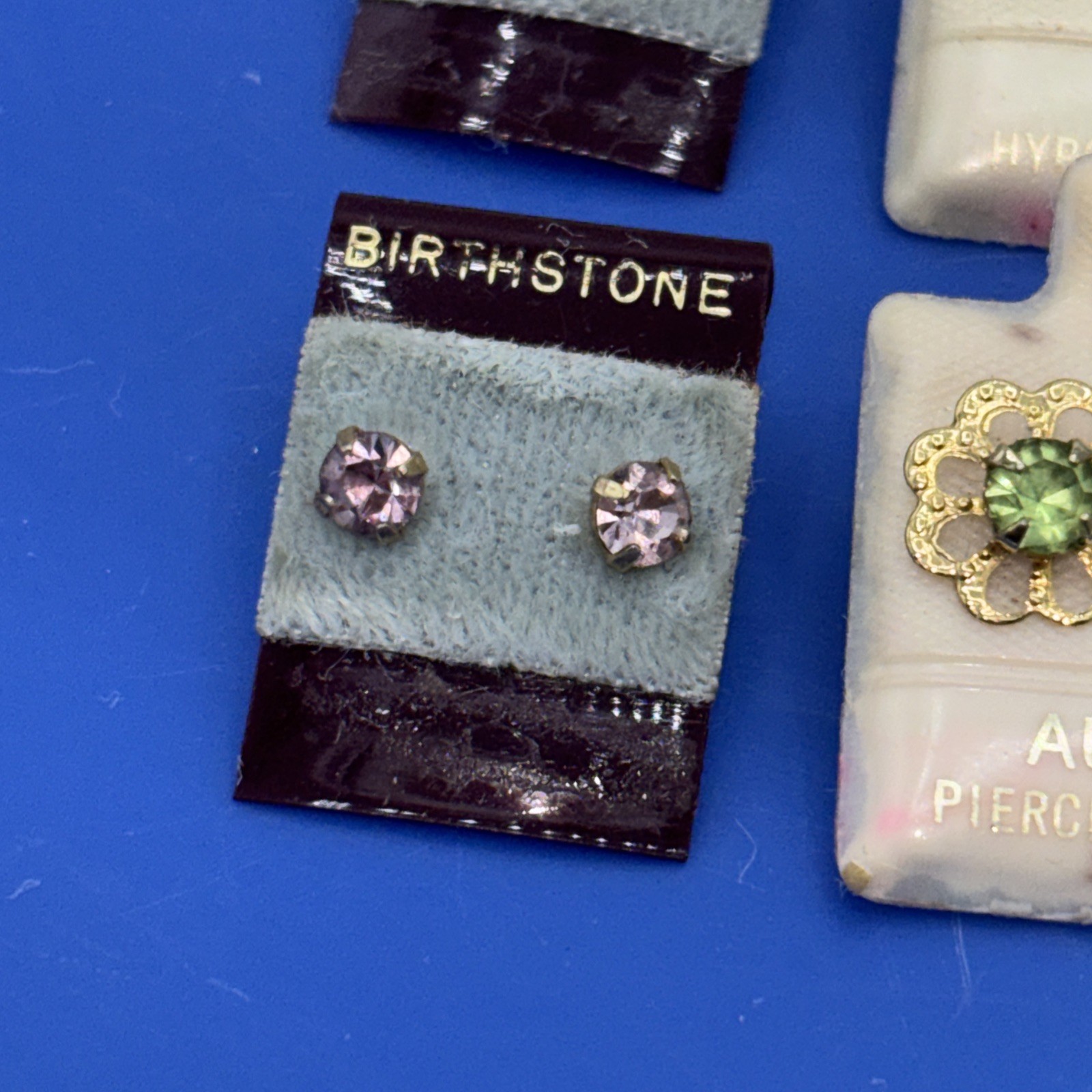 Vintage NOS Birthstone Earrings Lot January February May August Pierced