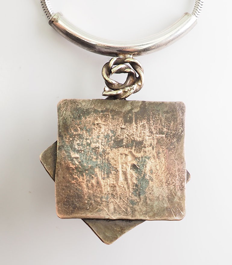 Amazing handmade walrus OOAK brass copper and sterling silver necklace