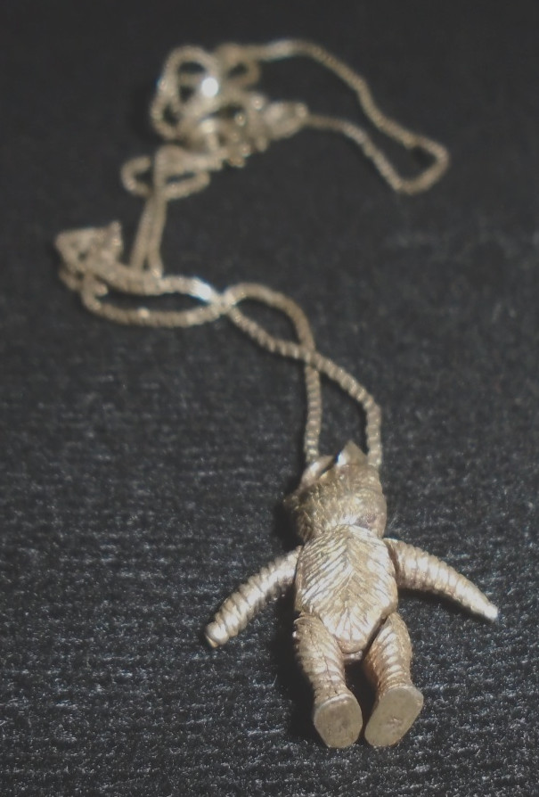 TEDDY BEAR STERLING SILVER NECKLACE ARTICULATED MOVEABLE LEGS ARMS VTG FREE SHIP