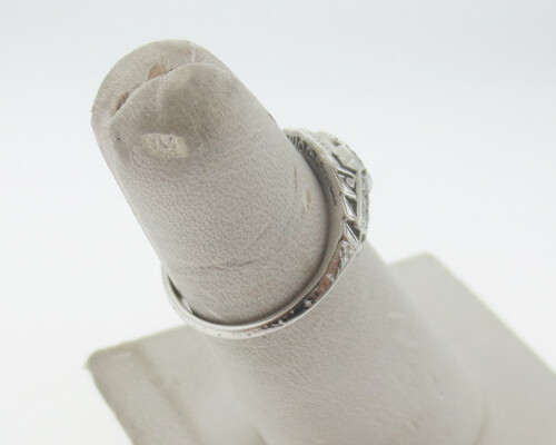 Vintage Estate Art Deco Genuine 0.35cttw Old Cut Diamonds Solid Platinum Ring