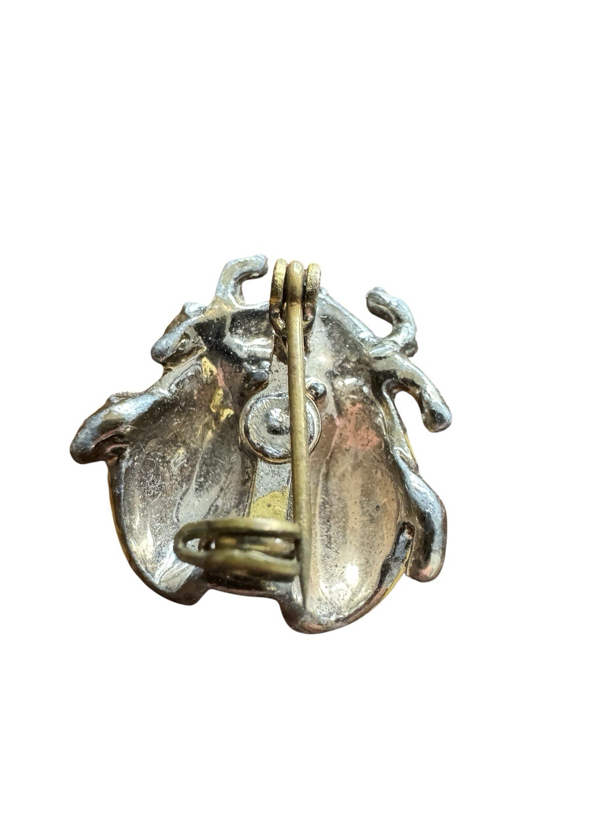 Set of 2 Vintage Small Silver Tone Ladybug Brooch Pins, Almost 1 Inch, Fair Cond