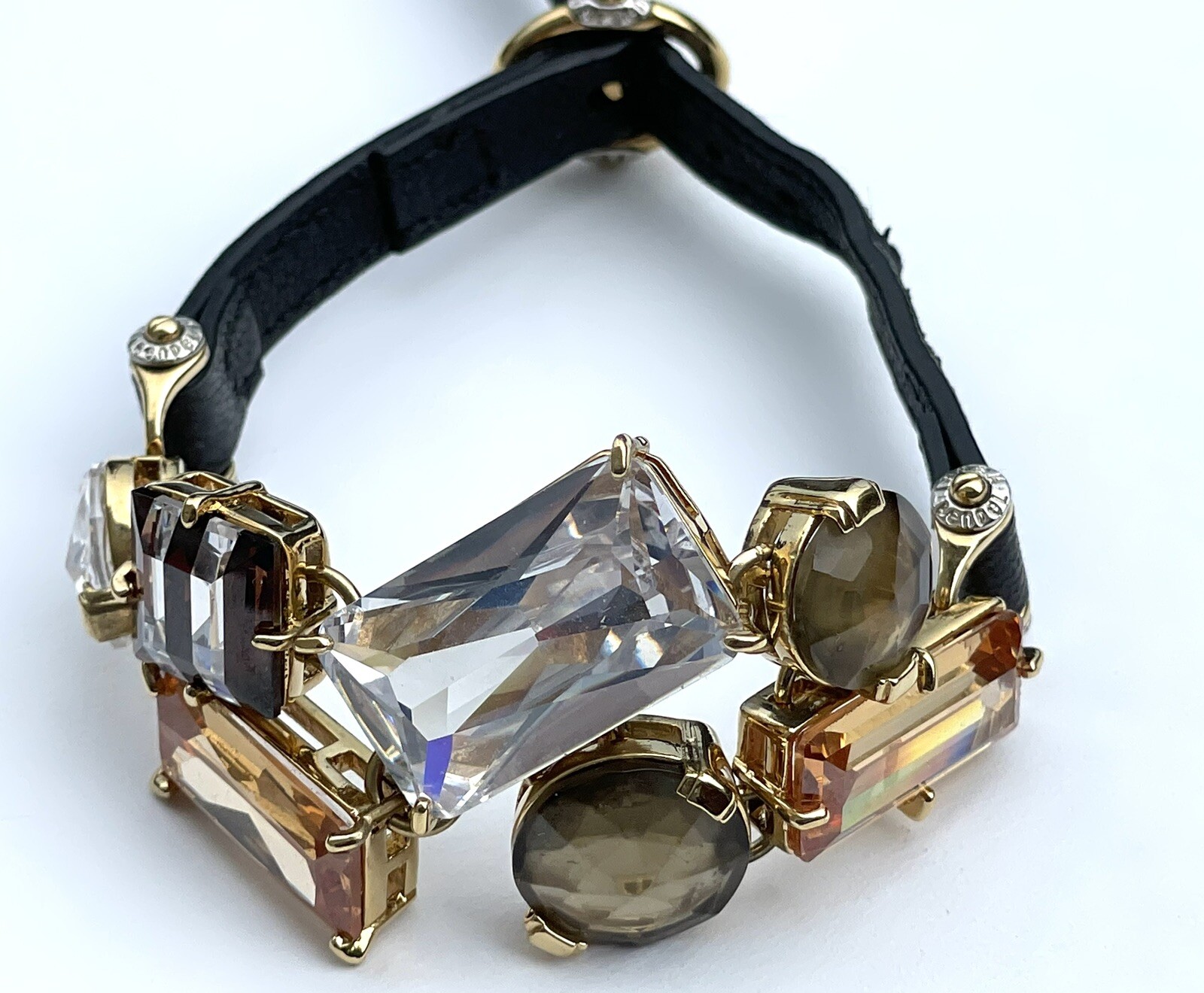 Vintage Bracelet Henri Bendel Gorgeous Stones w Leather Strap