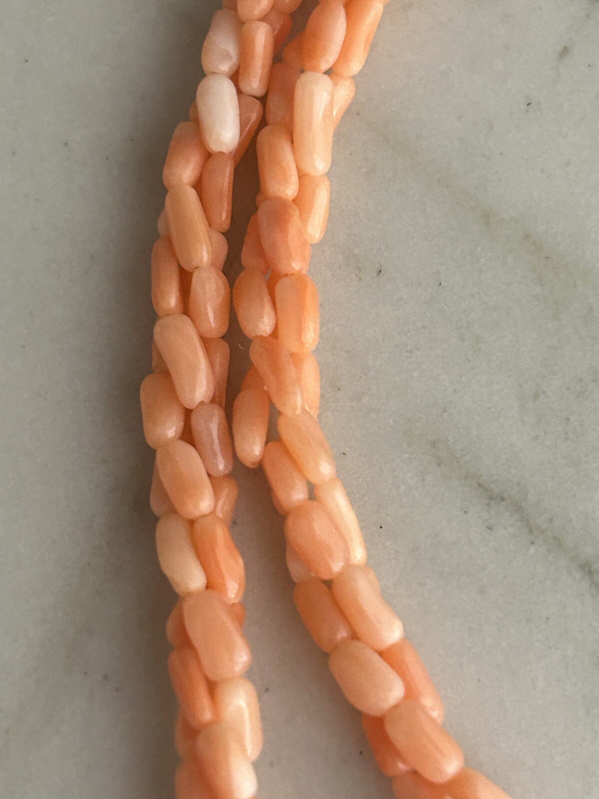 VTG Angel Skin Coral Tube Twisted Strand Necklace Pendant Genuine Pink Art Deco