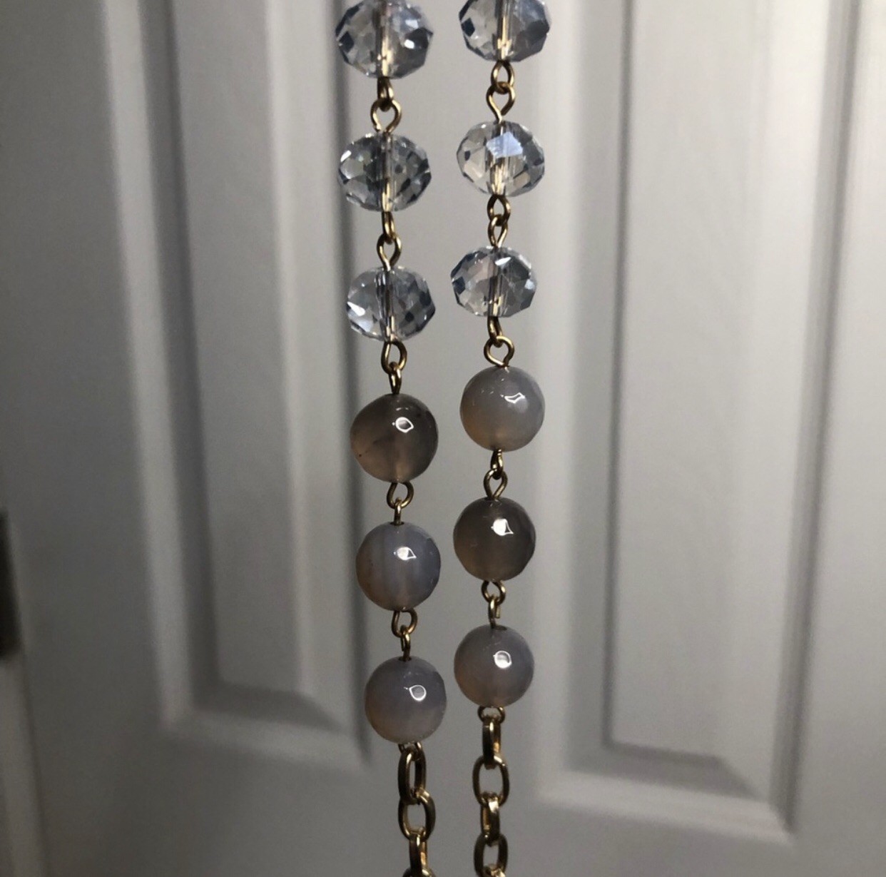Vintage Beaded Necklace With Geode Like Pendant Classic Boho Cottagecore Whimsy