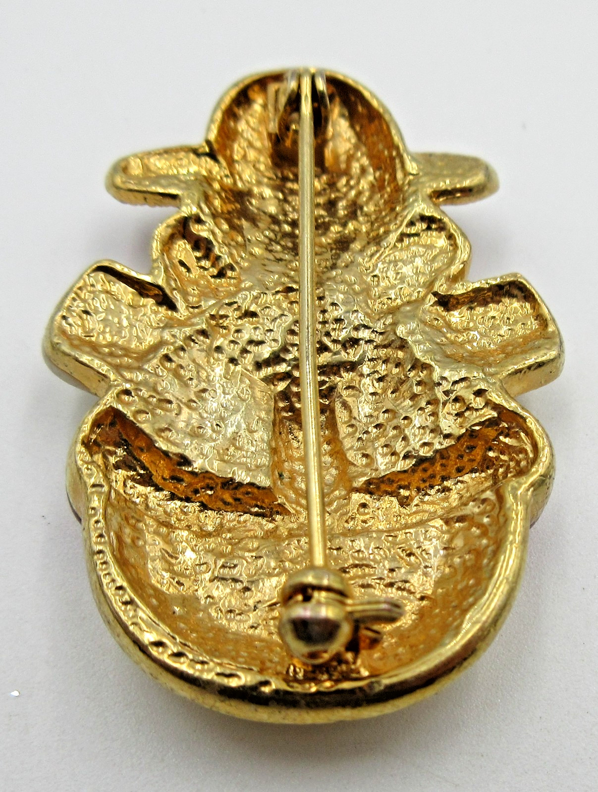 VTG SNOWMAN flower hat CLEAR RHINESTONE CHRISTMAS Brooch Pin red cream gold tone