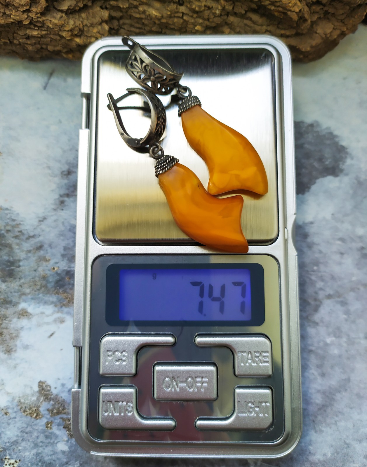 Vintage USSR Amber Earrings 875 Silver Soviet amber earrings