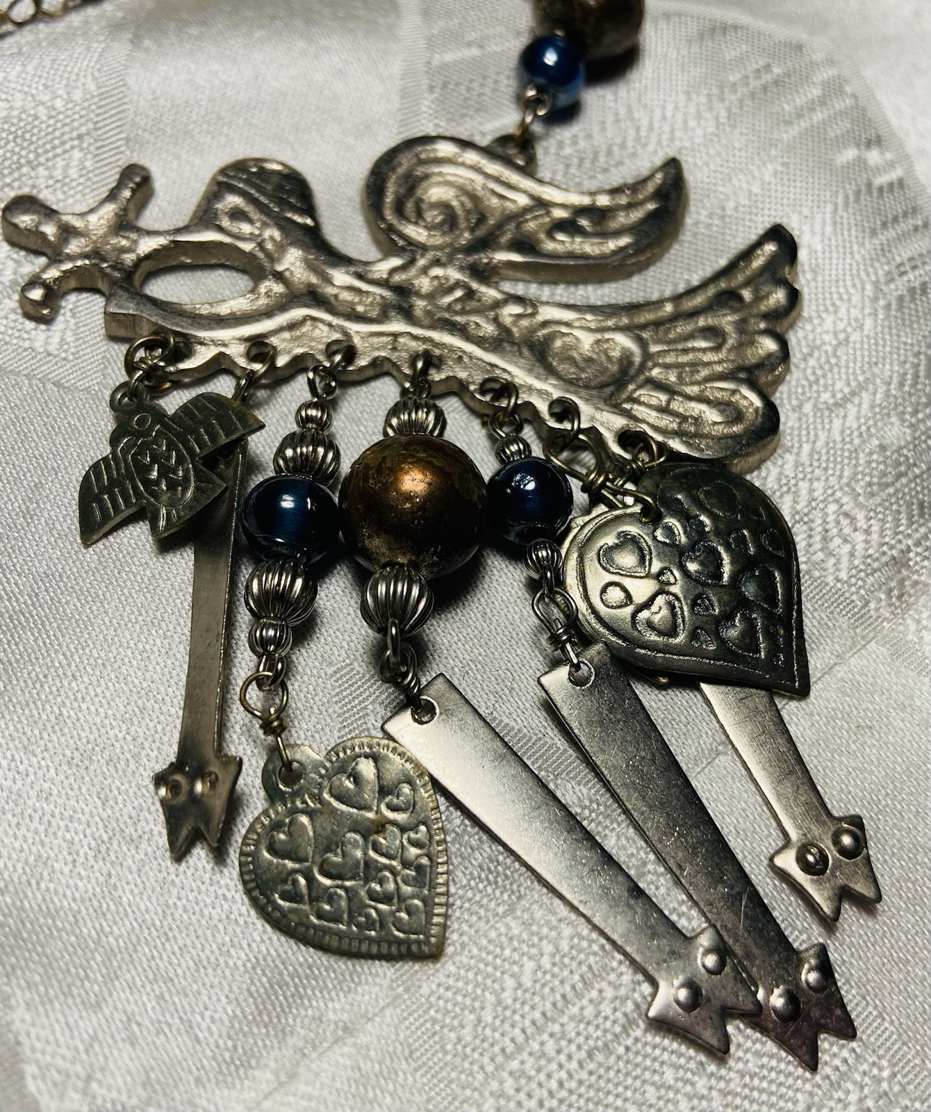 Vintage Southwestern Style Necklace Large Pendant Dangle Charms Boho Tribal 24”