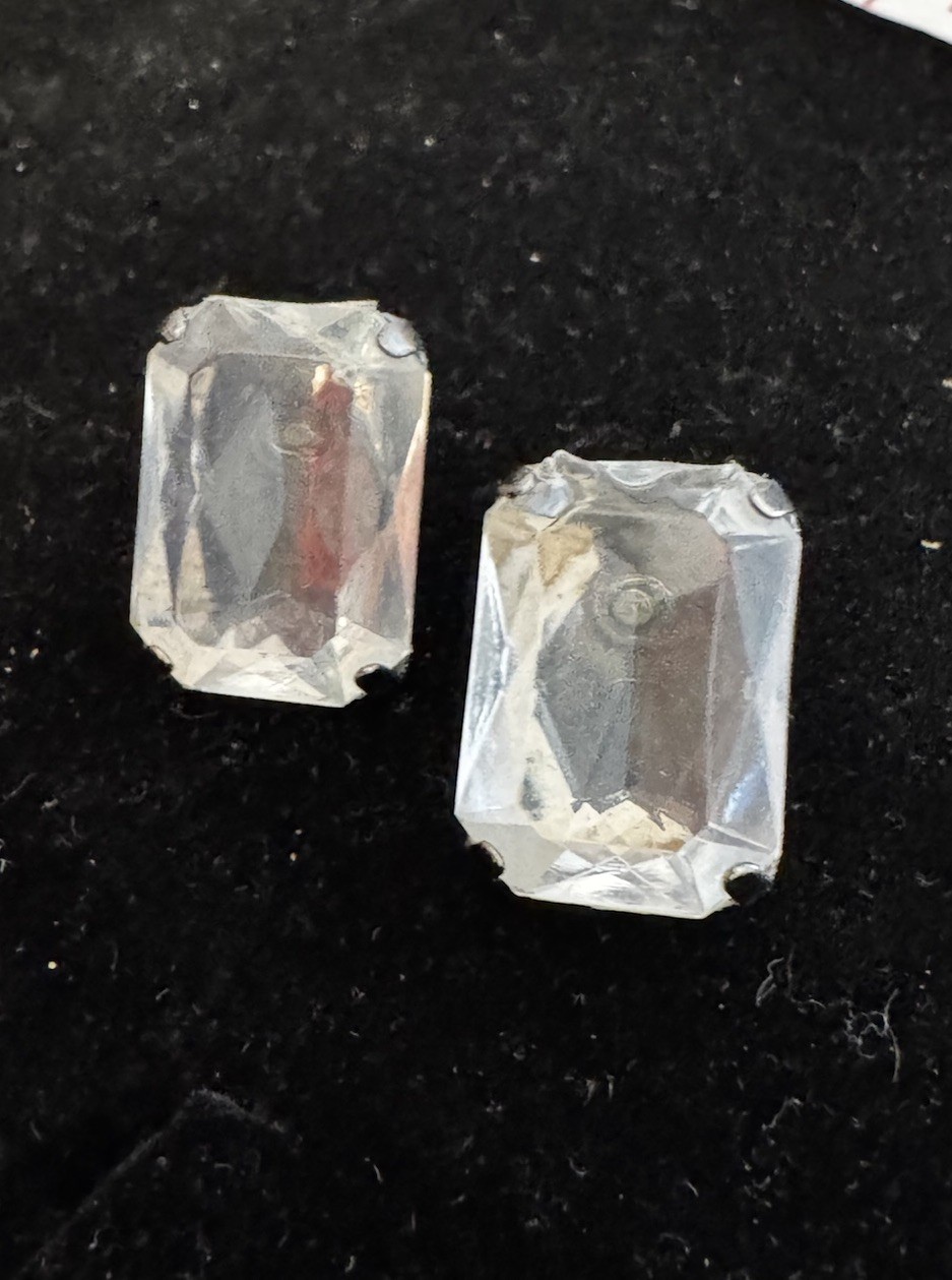 Vintage Clear Faceted Moonstone Quartz Post Earrings – 1950s Cocktail