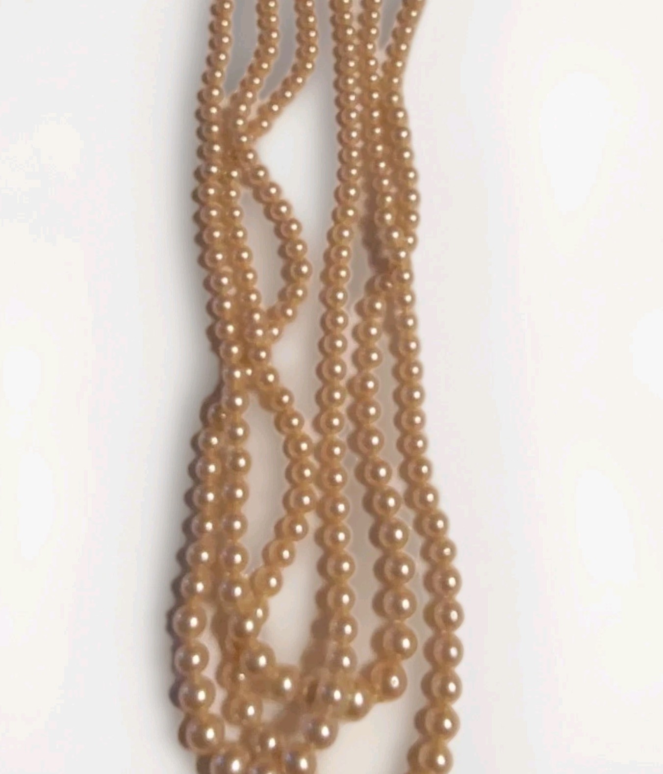 Vtg Glass Ladies Pearl 15″ Hand Knotted 3 Strand Graduated Necklace 925 Clasp
