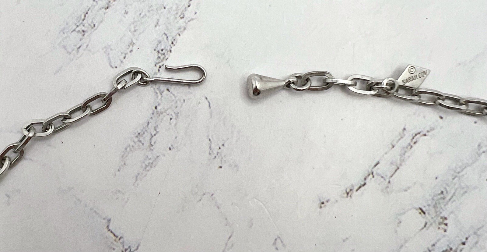Vintage SARAH COVENTRY Rhodium Plated Collar Necklace Swirl Dangles 17.5in