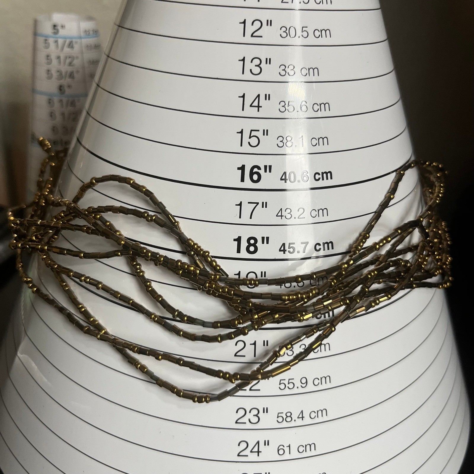 Vintage Gold Tone Multi Strand Seed Beaded Necklace Layered Fringe Statement