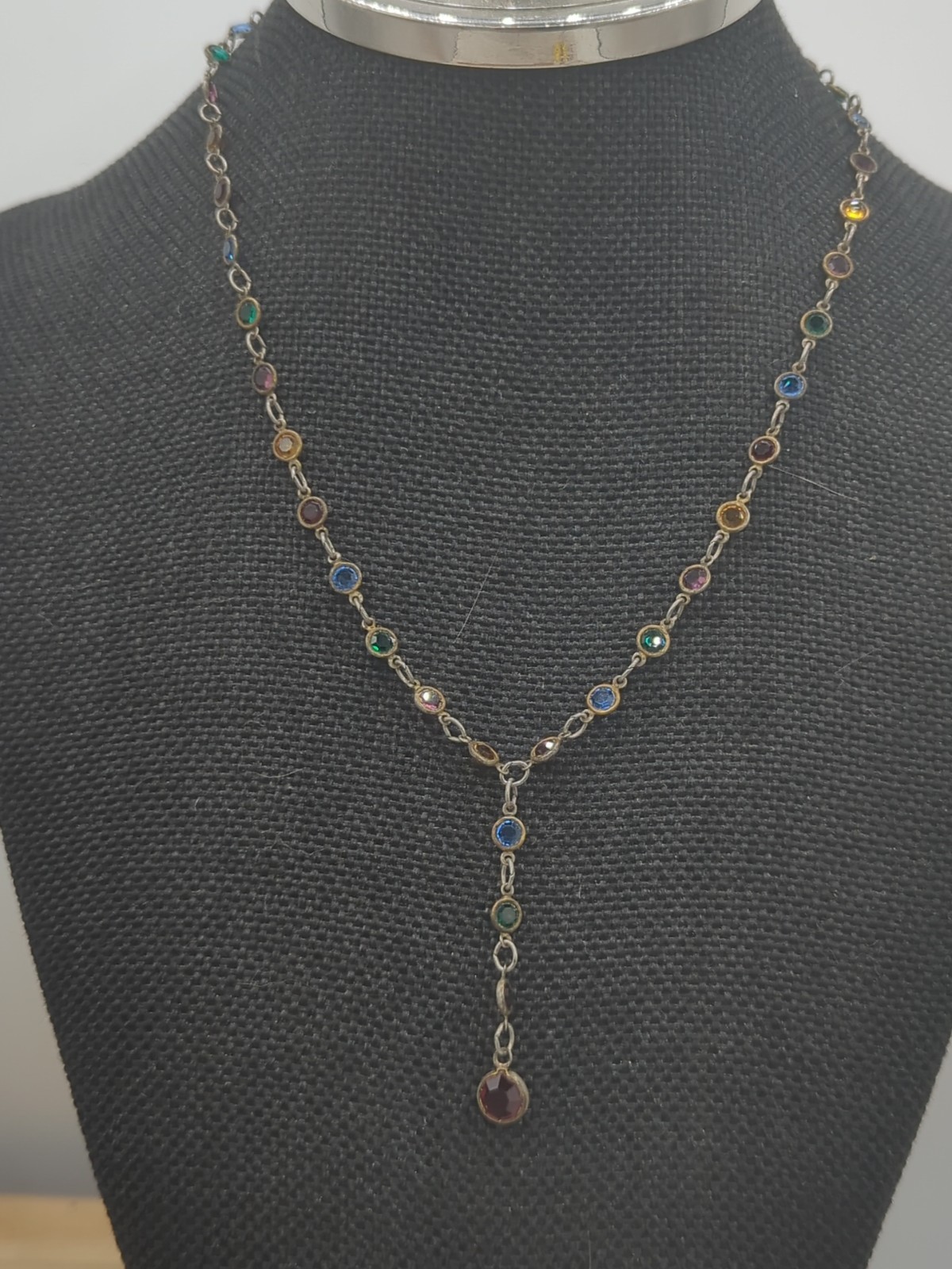 Vintage Austrian Crystal Multi Color Necklace 19″