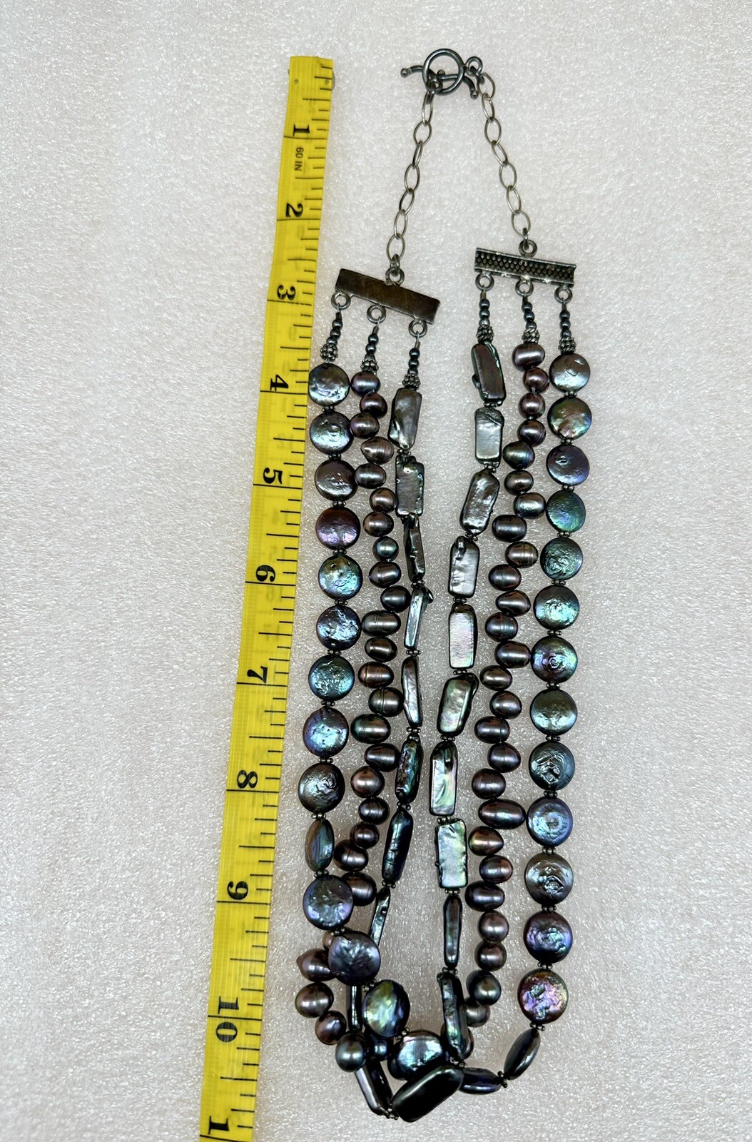 Vintage genuine pearls in different shapes And Tested Sterling Silver Chain