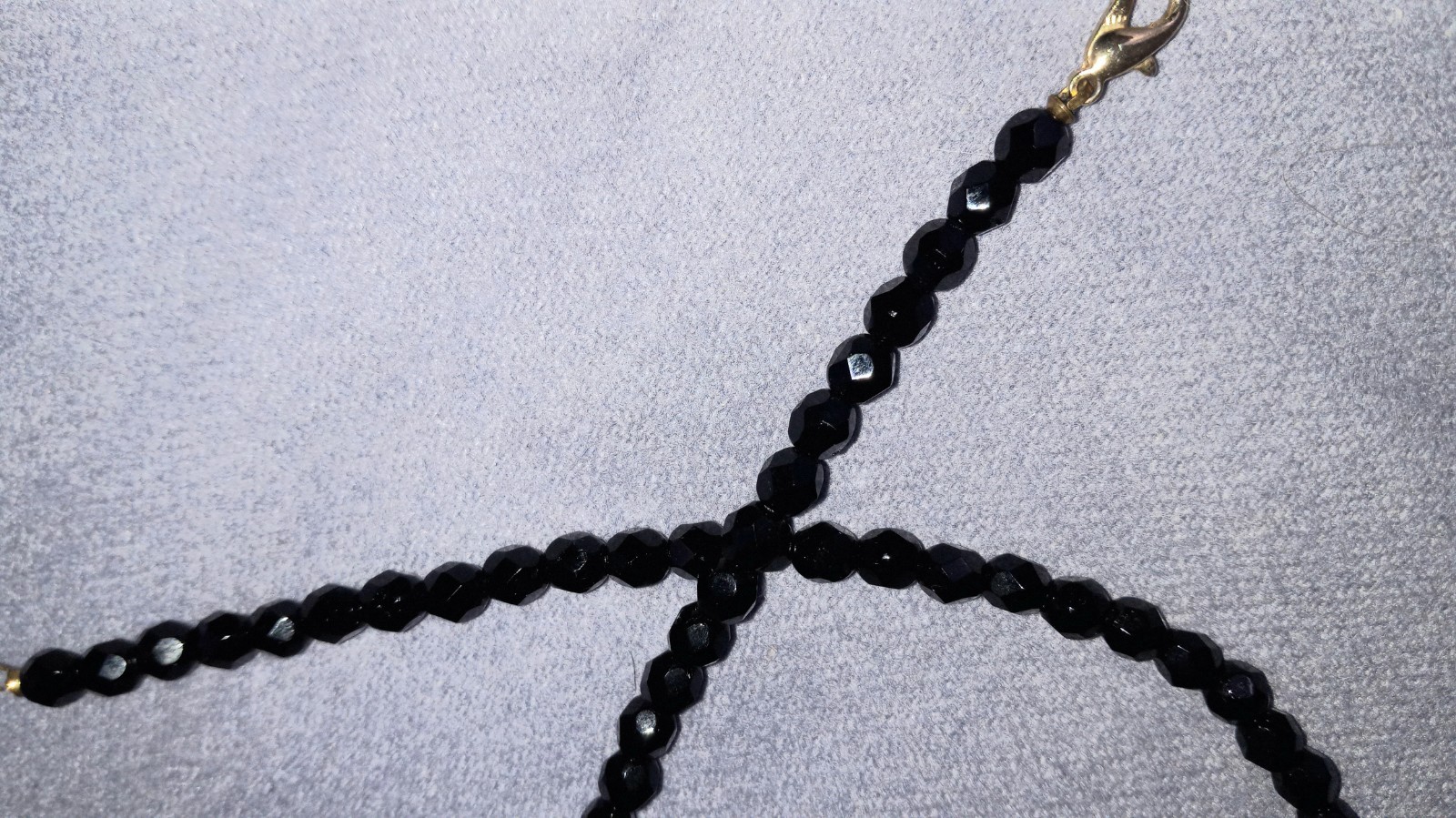 Vogue Black Glass Art Deco Necklace 17″
