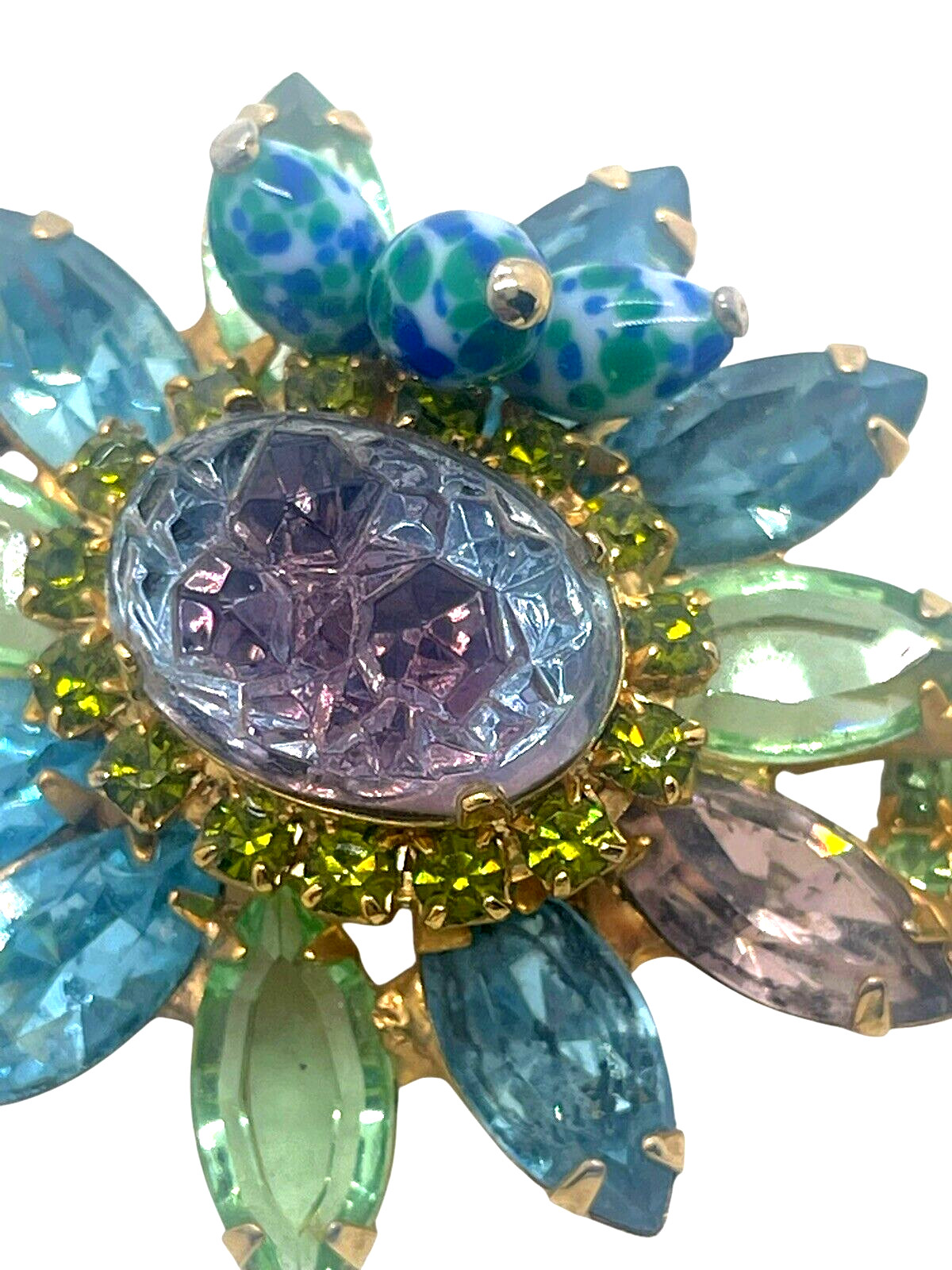 RARE Juliana Geode & Pastel Multicolored Rhinestone Pin & Earring Set, Verified