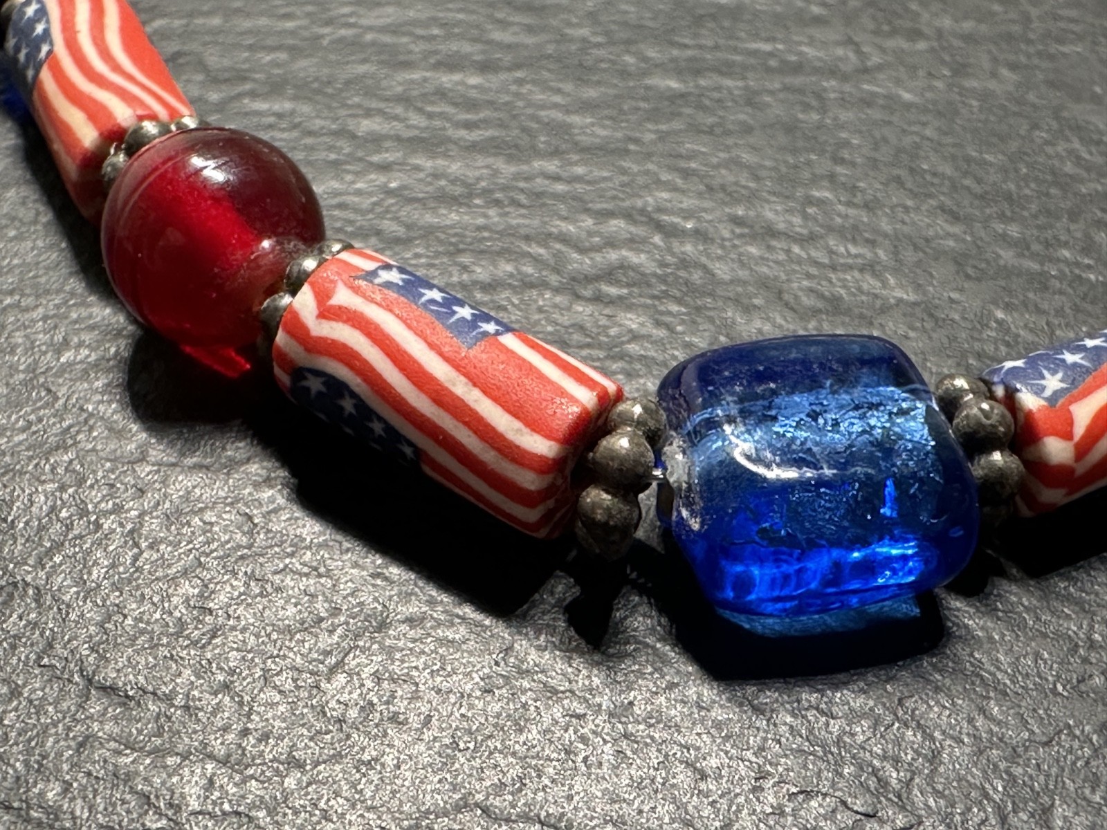 THREE DIFFERENT VINTAGE PATRIOTIC RED WHITE BLUE BRACELETS H901