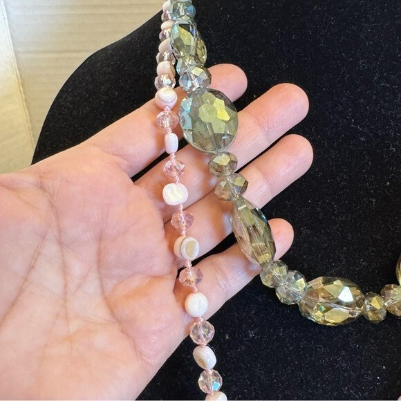 Lot of 4 Vintage Clear Crystal Cut Faceted Glass Bead Necklaces & Bracelets Set