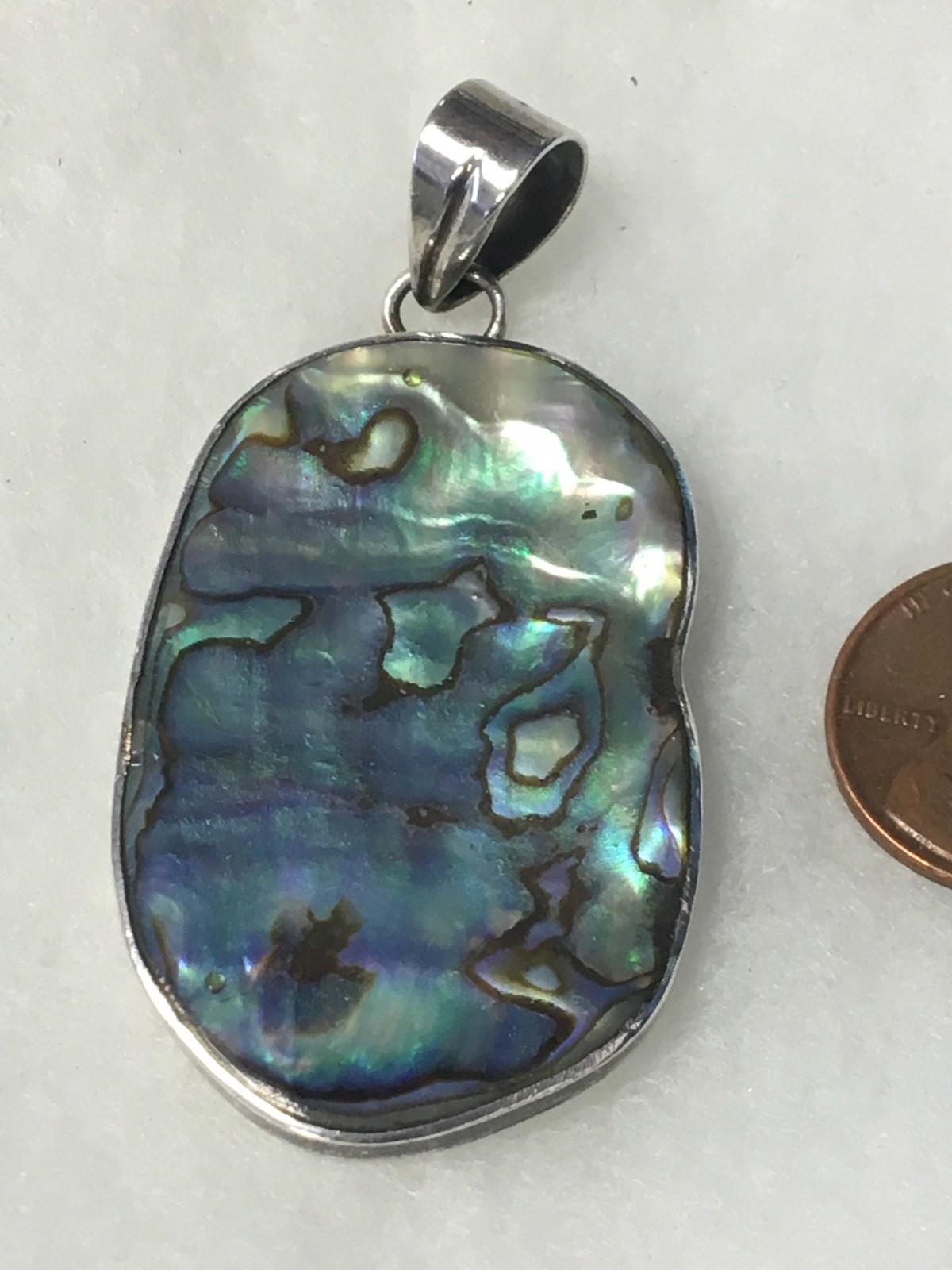 Abalone Pendant Sterling Silver 925 Auction Finds 702