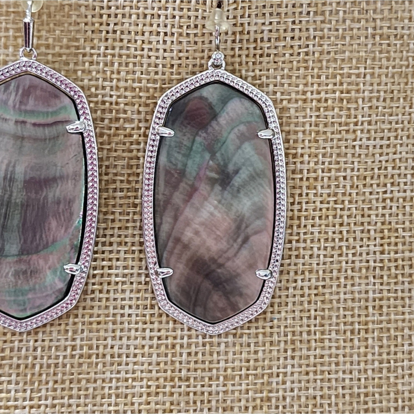 Kendra Scott Black MOP Mother of Pearl? and Silver Rhodium Danielle Earrings