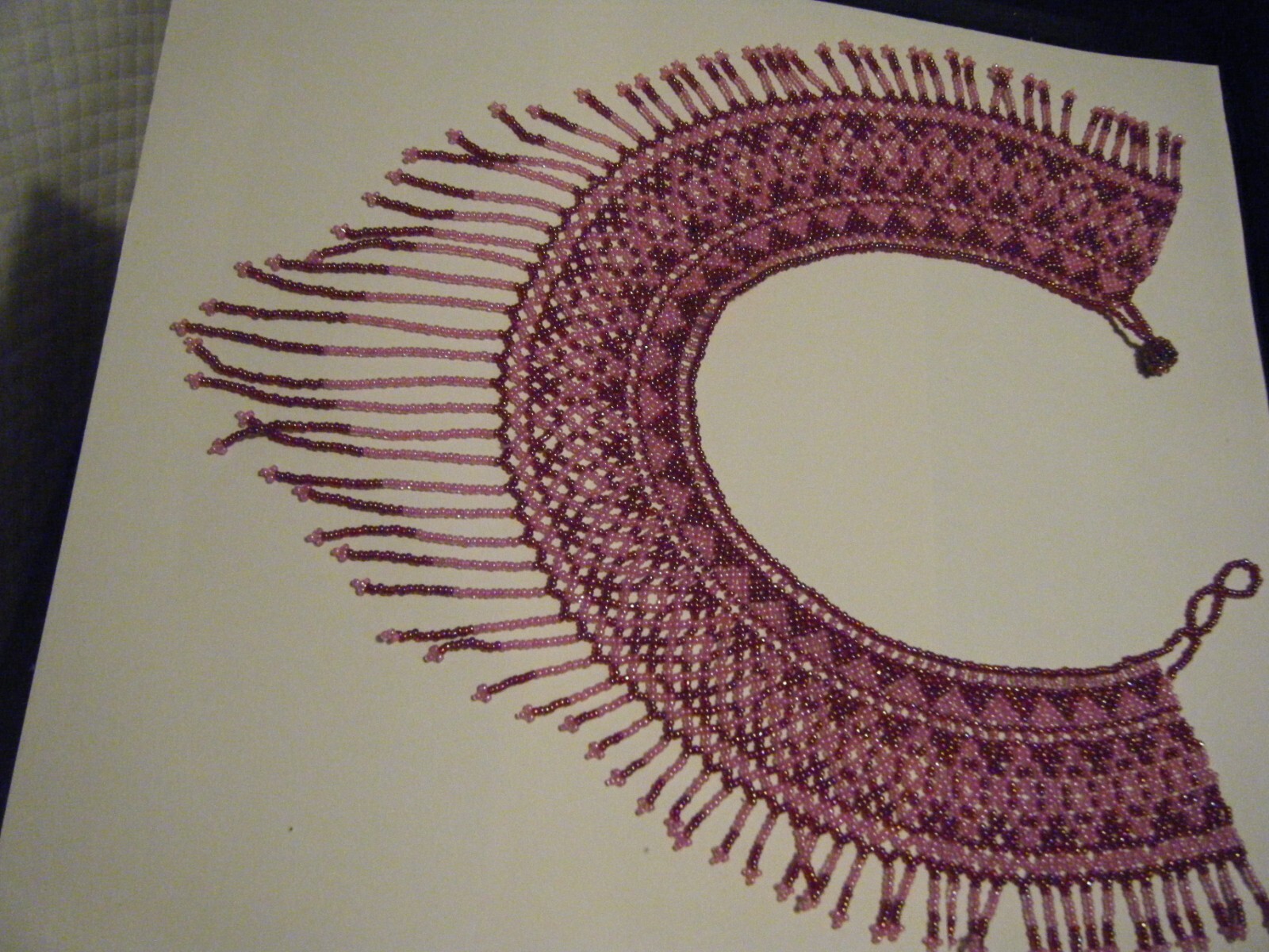 Vintage 80s fashion beautiful collar or necklace hand seed beads hand beaded