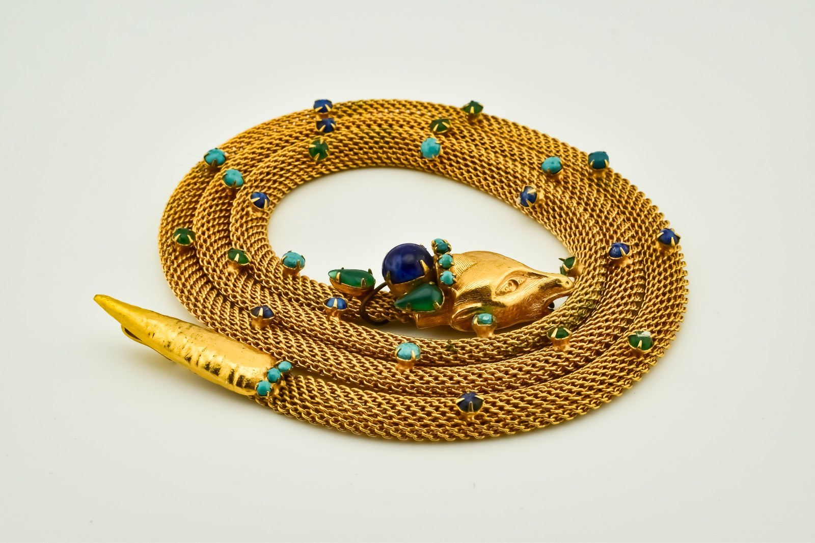 Original by Robert Jeweled Fox Head & Tail Belt Necklace