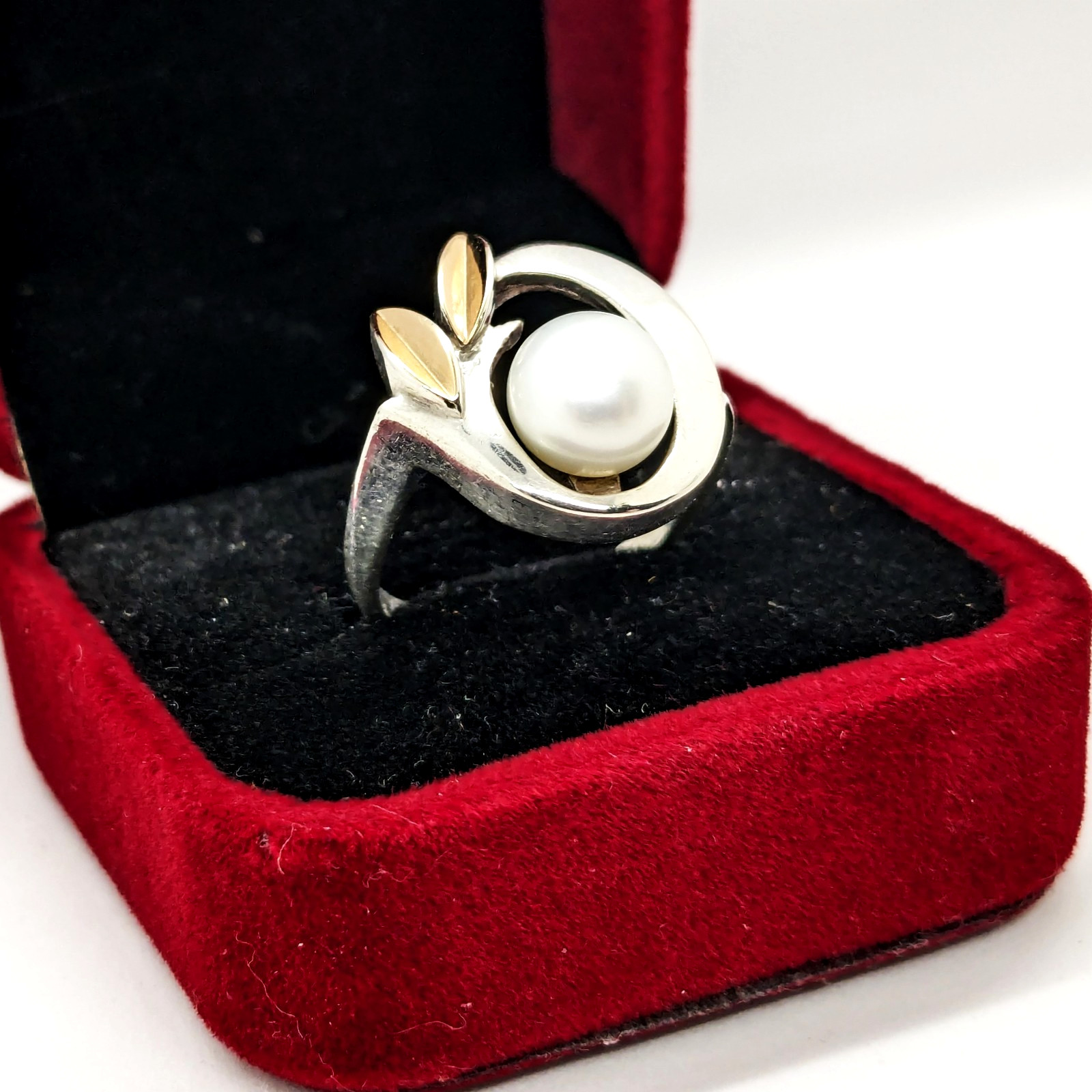 Vintage Luxury RING Silver 875 with Gold Inlay 585 -size: 8US (18mm) -5.52g. #16