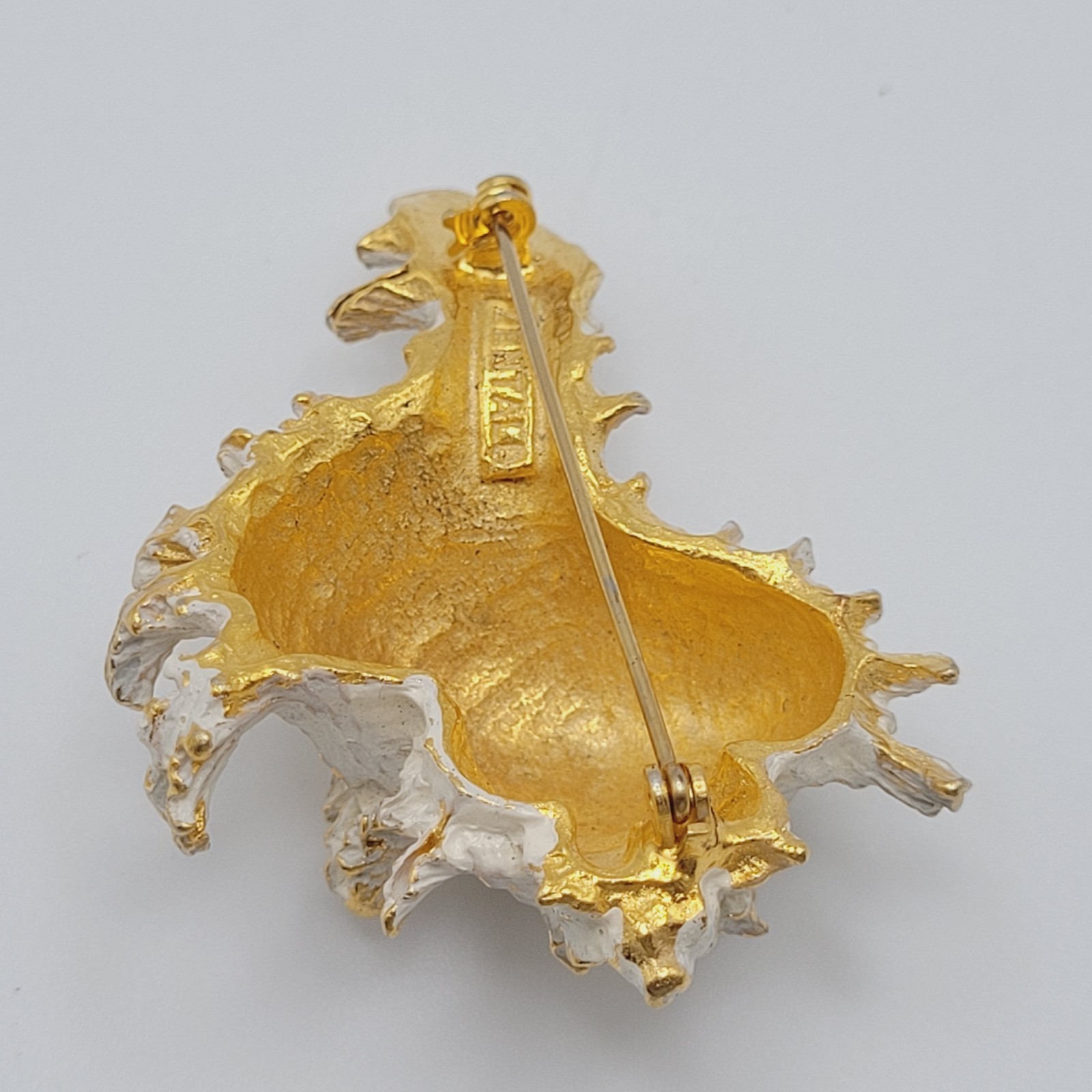 Zentall Gilded Branched Ramose Murex Spiked Conch Vintage Brooch Pin Rare