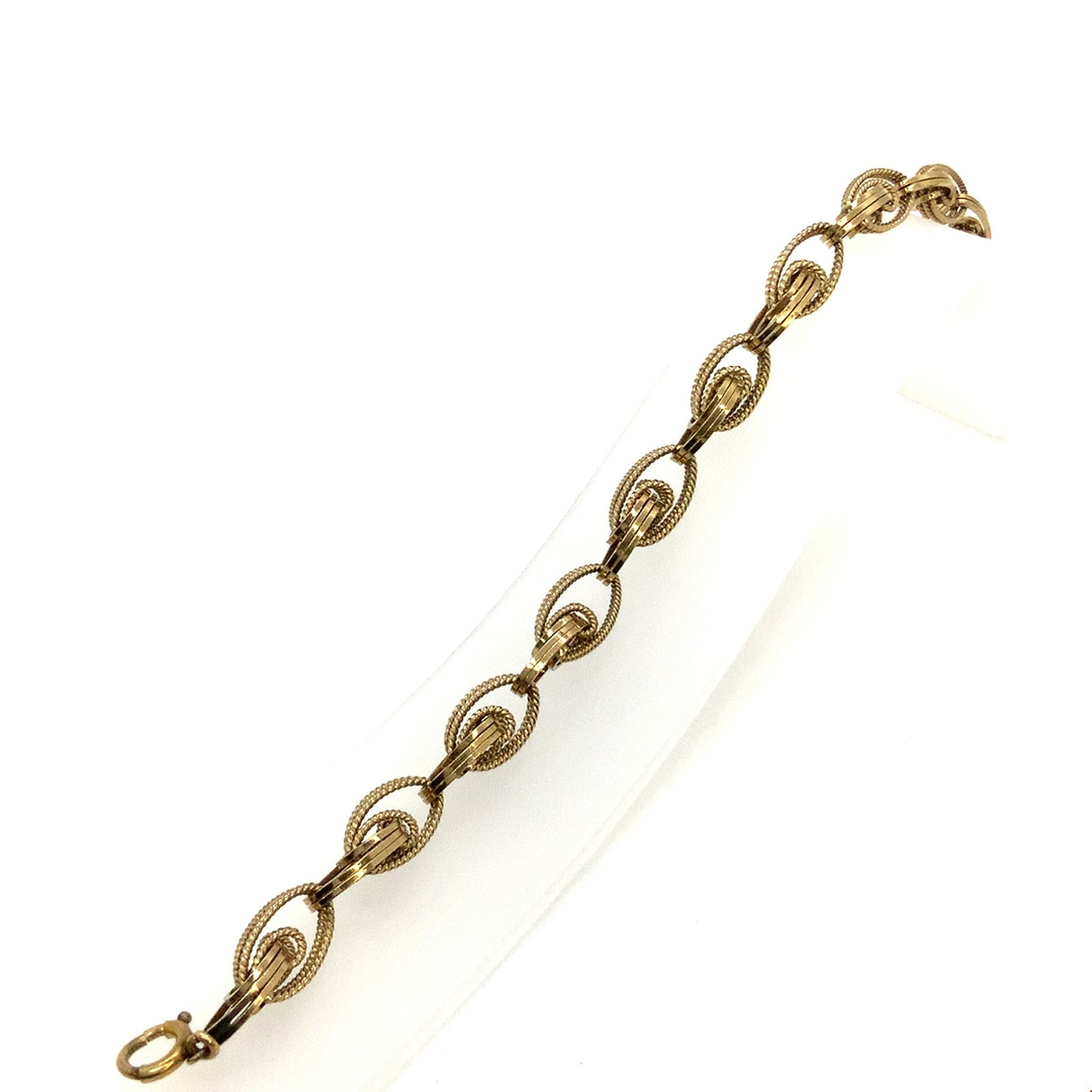 Vintage Sign 12k Gold Filled Retro Decorative Double Rolo Link Chain Bracelet 7