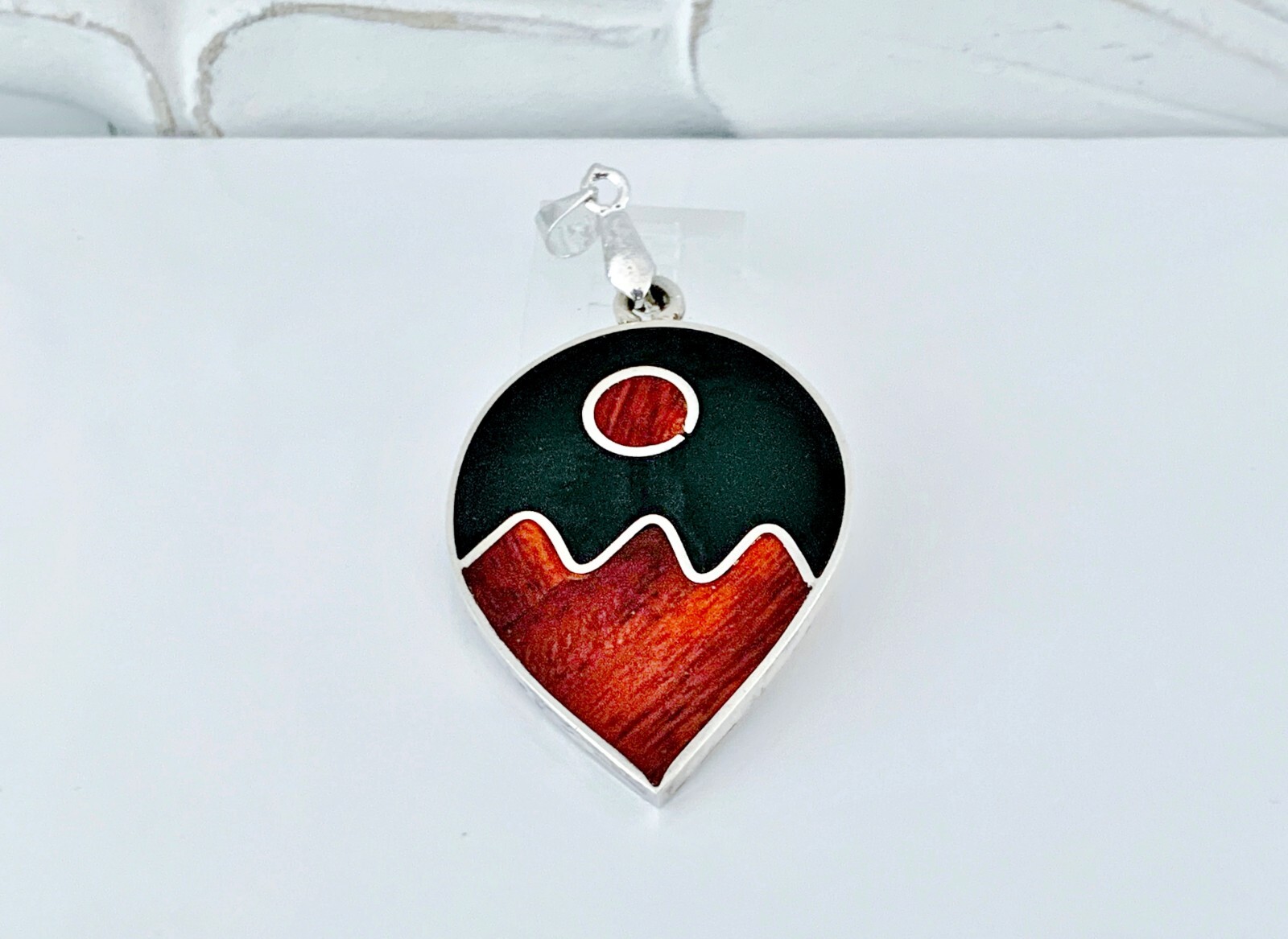 Vintage Modernist Sterling Pendant Silver 925 Onyx Artisan Bold