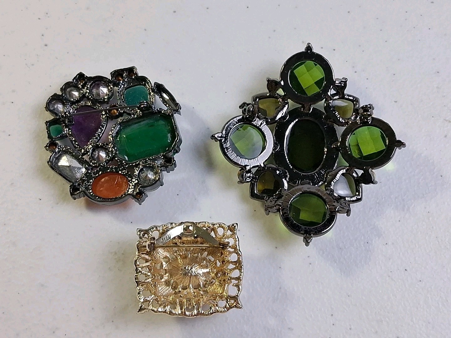 3 Vintage Brooches 1990s For Repair One Coro Signed See Details