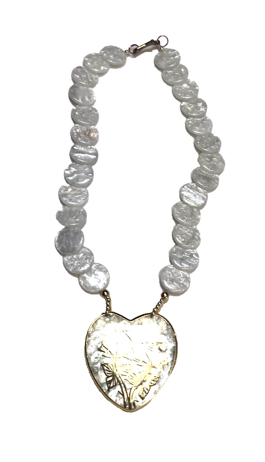 New Vintage White Lucite Statement Necklace Gold Tone Roses Made in Taiwan ROC