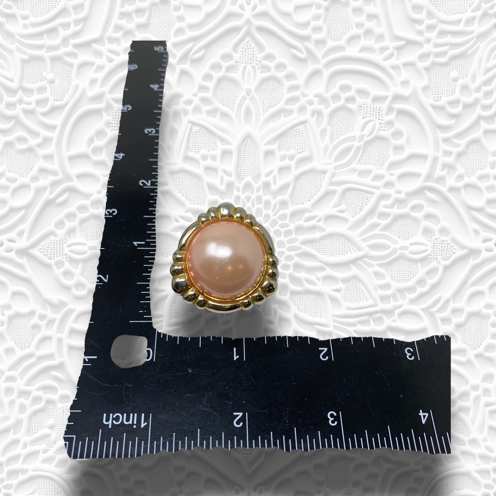 Vintage 1980s Pink Cabochon Gold Tone Oversized Pierced Earrings Mogul Couture