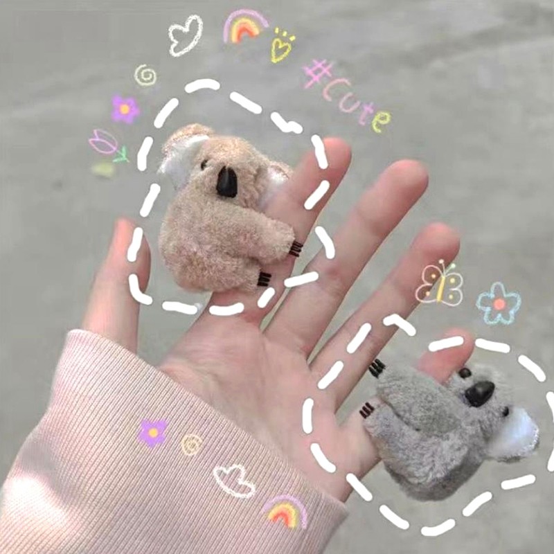 Cartoon 3D Plush Koala Hairpin Photo props Hair Clip Bag Accessories Daily Decp9