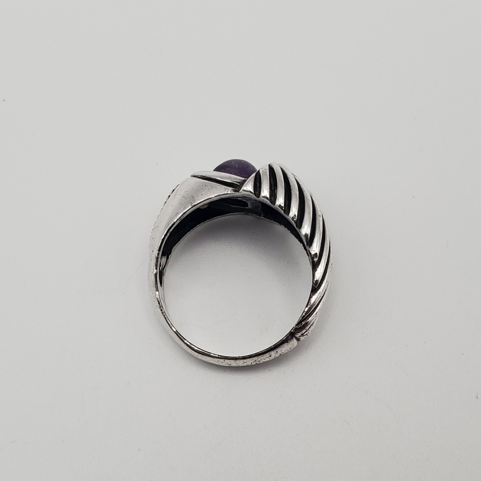 Vintage Sterling Silver & 18K Gold Purple Amethyst Statement Size 6.5