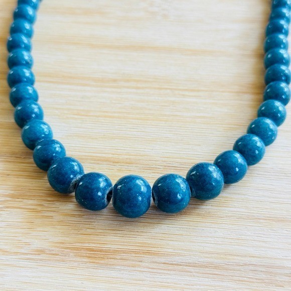 VTG Blue Sponge Coral Necklace BOHO Graduated Genuine Real Round Beads 40g 18″