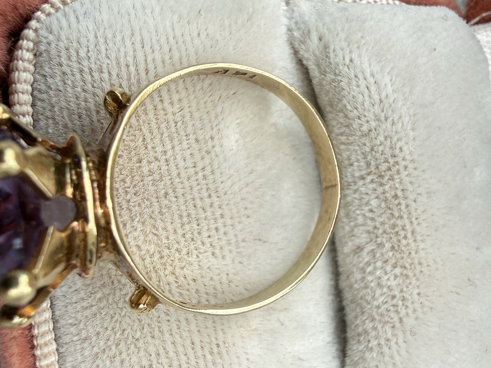 Vintage 14k Yellow Gold 4Ct+ Synthetic Color Change Sapphire Cocktail Ring Sz 7